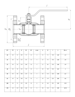 Кран шаровой цельносв. ALSO КШФ фланец 32 (PN40) купить в Минске