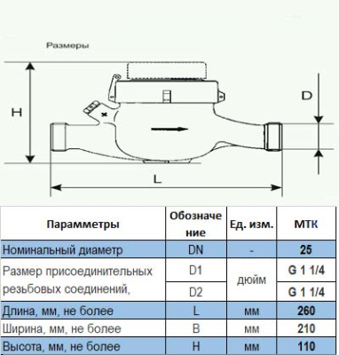 Счетчик холодной воды МТК-25N Ду25 c ДГ купить в Минске | Низкая цена.