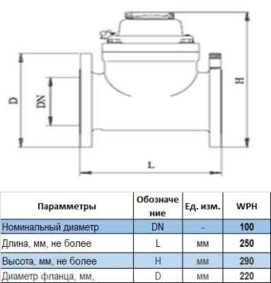 Счетчик горячей воды WPH-N Ду100 купить в Минске | Низкая цена.