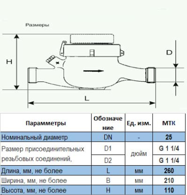 Счетчик холодной воды МТК-25N Ду25 купить в Минске | Низкая цена.