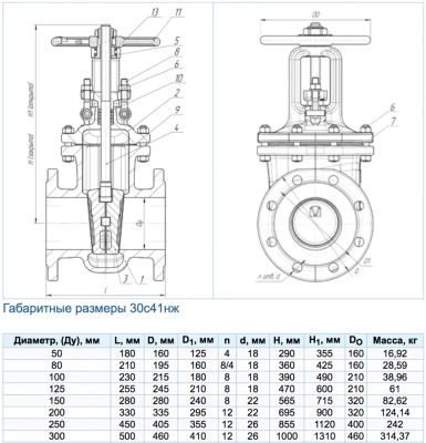 Задвижка стальная 30с41нж DN 200 PN 16