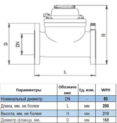 Счетчик холодной воды WPD Ду50 купить в Минске | Низкая цена.